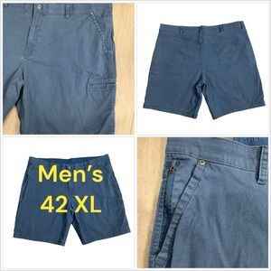 Men's Weatherproof 42 XL Chino Khakis Shorts Cargo Navy Blue Comfort Flex Waist